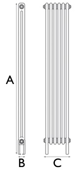 Enderby 2 Column Steel Radiator 1910mm 6 Section Spec